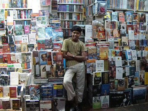 Indian higher education is strong, English is widely spoken and unlike China, there is little media censorship. Outdoor bookstalls like this are popular and very common. 