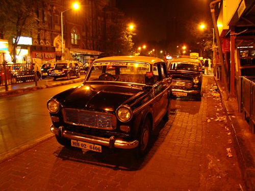 Bombay Taxis. The old Fiat 126, which is being phased out and will soon disappear.