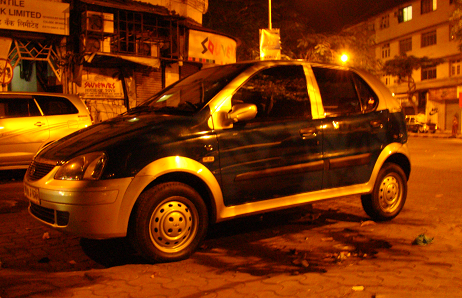 The Tata Indica, a small, blue vehicle that is the face of the new Bombay taxi. It doesn’t have the charm of the old Fiat, but is more efficient, runs on LPG and has air con. 